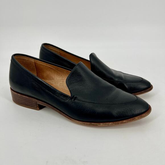 Madewell The Francis Loafer Womens 8.5 Black Leather Almond Toe Slip On Shoes - Picture 1 of 11